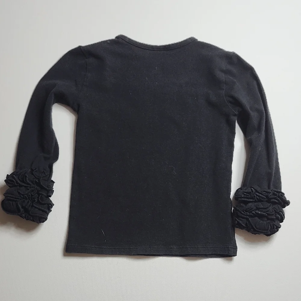 Cheeky Plum Black Long Sleeve with Ruffle Cuffs Kids Top